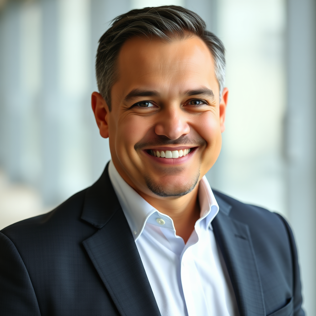 Director financiero profesional sonriente en traje de negocios